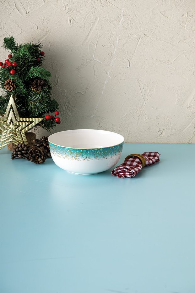 Istanbul Porcelain Starlight Fine Bone New Year New Year Salad Bowl 21 cm