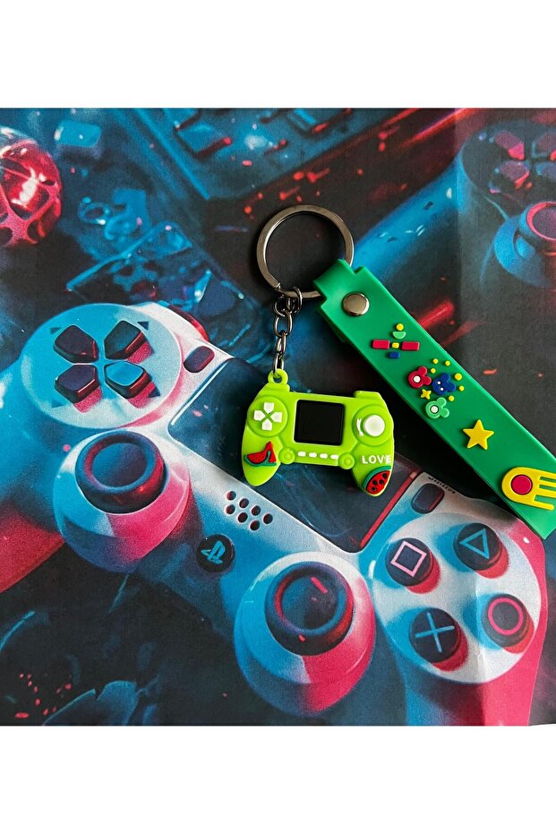 Green 3D Console Joystick Silicone Keychain