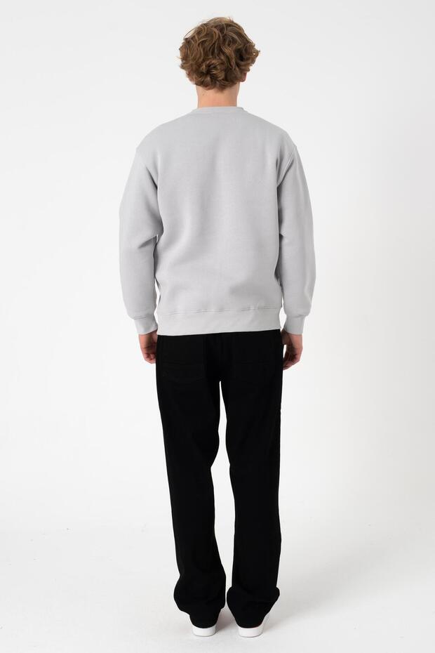 Taş Renk Oversize Şardonlu Basic Erkek Sweatshirt - 5