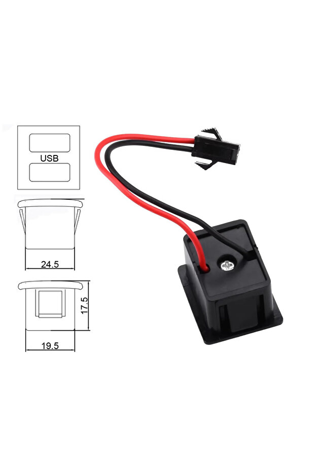 Type-C / Usb A Dişi Soket Kavisli 2 Pin 10cm Kablo Jst Çift Usb 5V 2A - 8