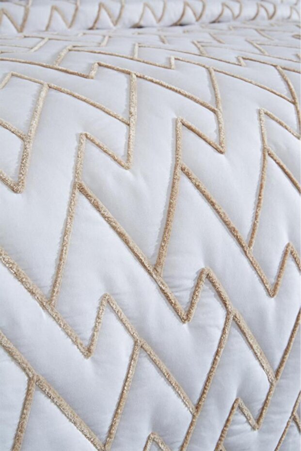 Maria Kapitoneli Çift Kişilik Yatak Örtüsü 230x240 Krem Bej - 5