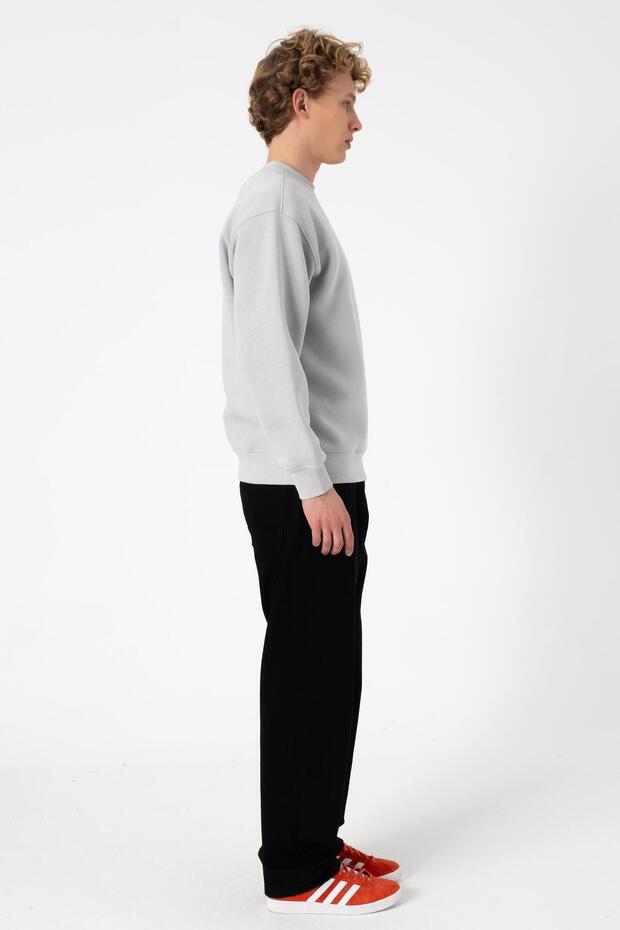 Taş Renk Oversize Şardonlu Basic Erkek Sweatshirt - 4