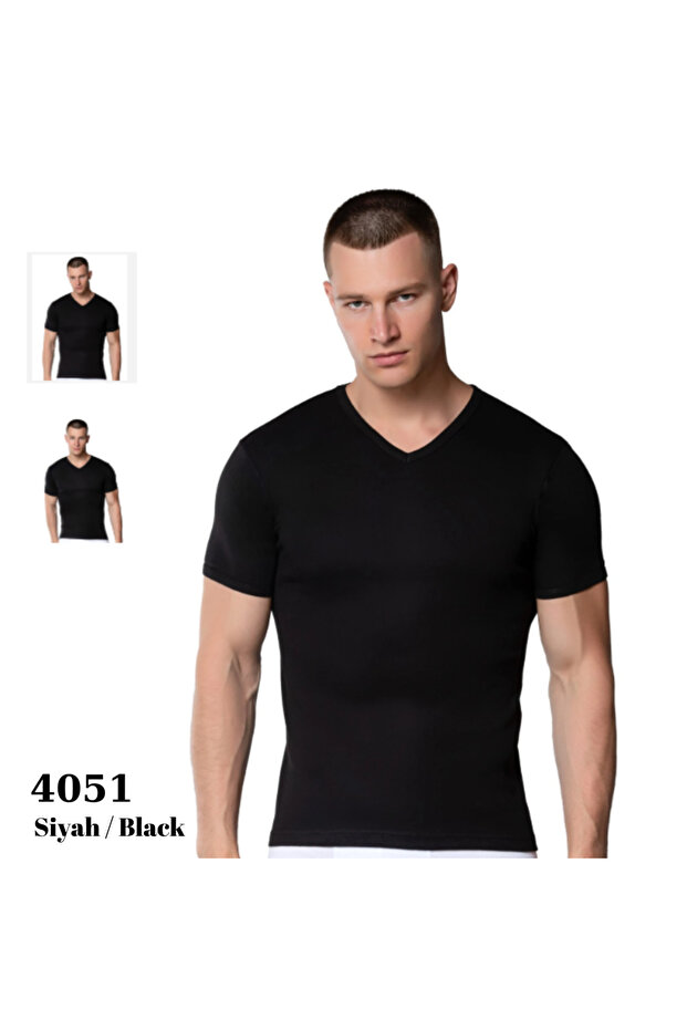 Silver 6-Pack 4051 Men's V-Neck Sports Sleeve Undershirt