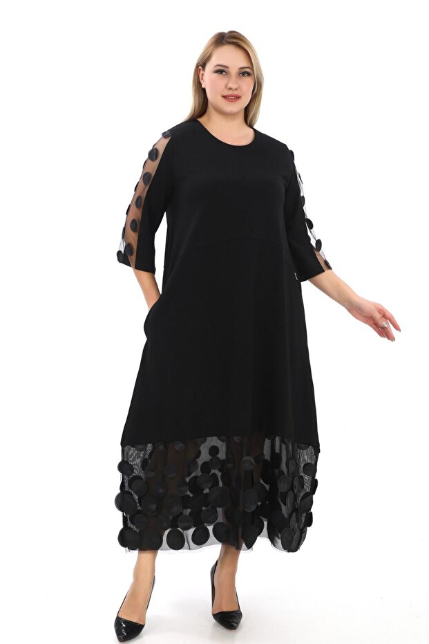 Dantel detaylı elbise - 1