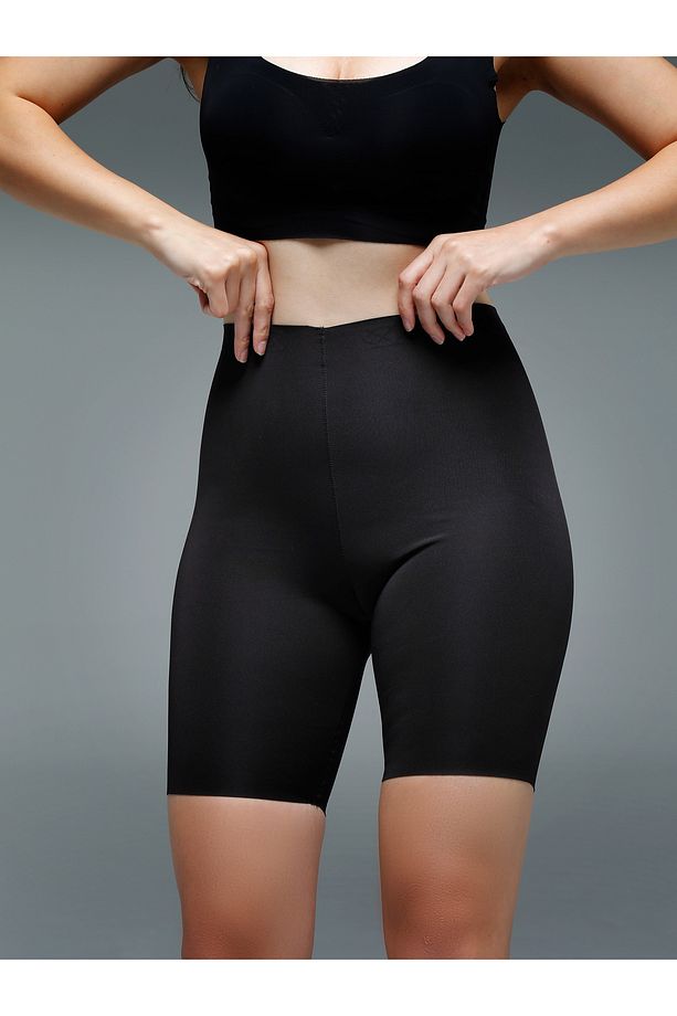 Porfy Model Lazer Kesim Biker Spor Şort Iz Yapmayan Sıkılaştıran Dikişsiz Şort Siyah Renk - 1
