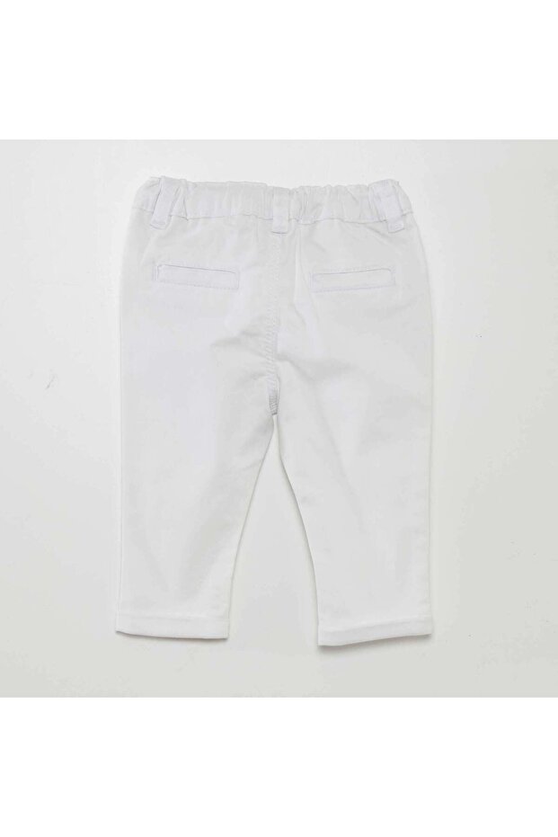 بنطلون صيني سادة باللون الأبيض - 3