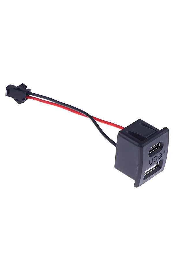 Type-C / Usb A Dişi Soket Kavisli 2 Pin 10cm Kablo Jst Çift Usb 5V 2A - 6