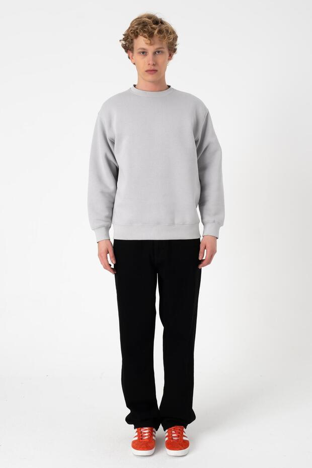 Taş Renk Oversize Şardonlu Basic Erkek Sweatshirt - 2