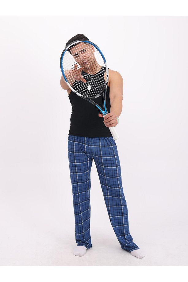 Ekose Kareli Yılbaşı Pijama Altı  Uisex Micro Pamuk - 6