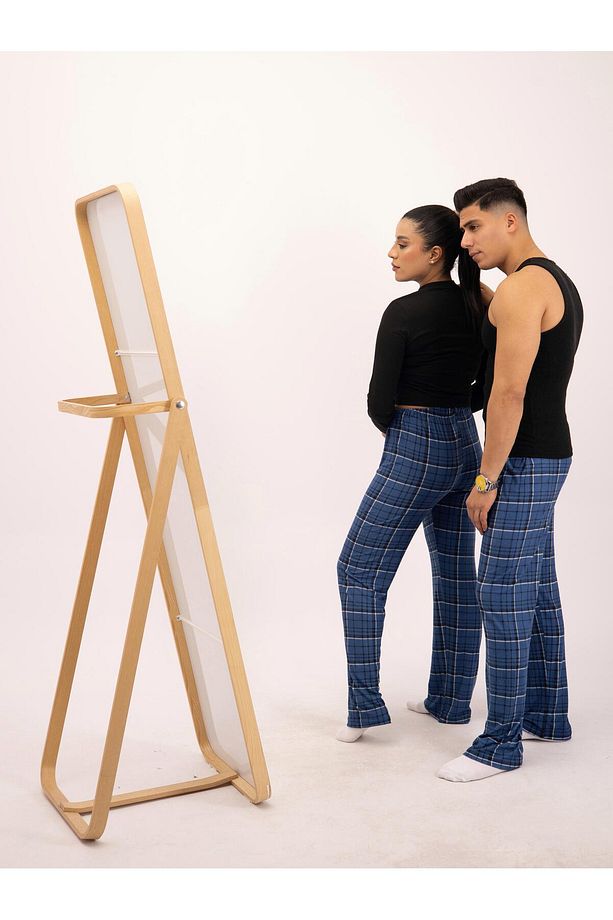 Ekose Kareli Yılbaşı Pijama Altı  Uisex Micro Pamuk - 7