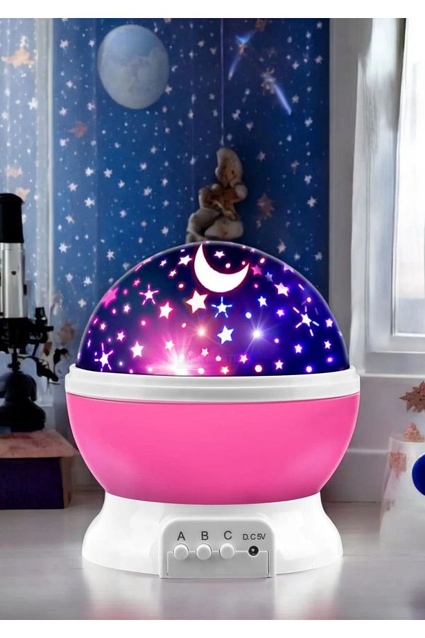 Projeksiyon Led Işıklı Ay Yıldızlı Gece Lambası Çocuk,Bebek,Genç Odası Uyumluve Hediyelik Çok Amaçlı - 7