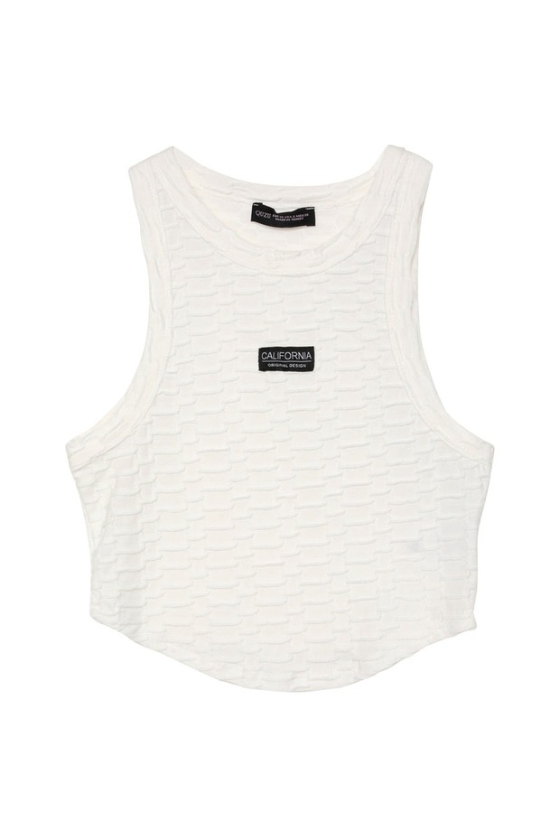 Label Detailed Halter Neck Tank Top