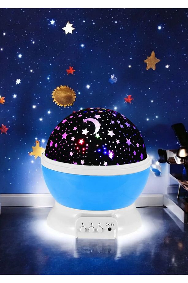 Projeksiyon Led Işıklı Ay Yıldızlı Gece Lambası Çocuk,Bebek,Genç Odası Uyumluve Hediyelik Çok Amaçlı - 6