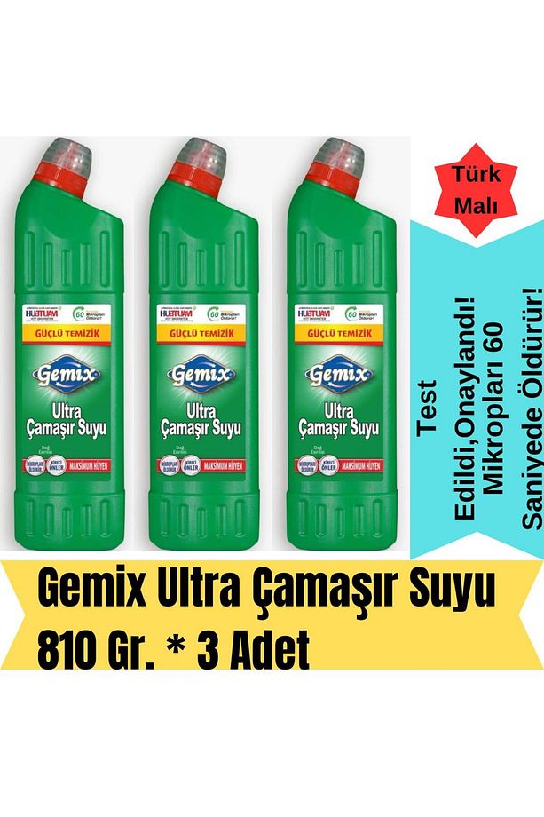 Gemix Ultra Çamaşır Suyu 810 gr x 3 Adet - 1