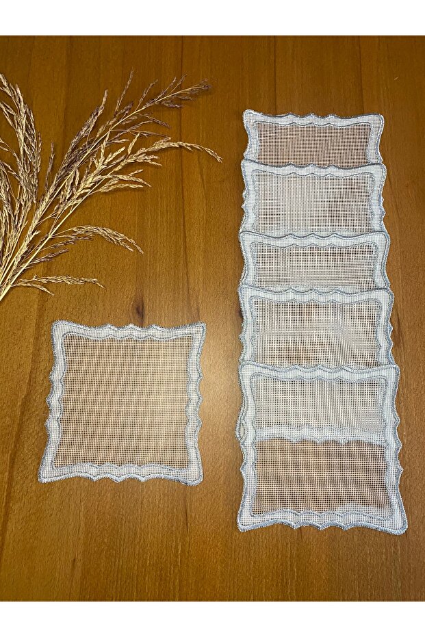 6Pcs Silver Color Suitable for Wire Breaking Processing Double Zigzag Square Embroidered Cocktail Presentation Napkin
