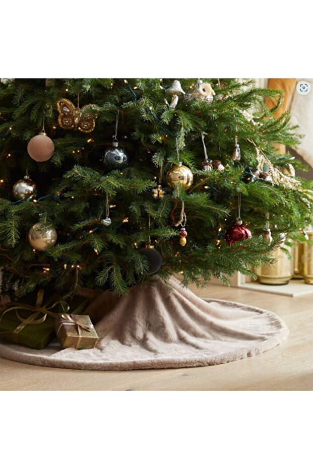 Plush Christmas Tree Cover Christmas Pine Tree Cover Light Brown 100 cm Diameter New Year Tree Cover
