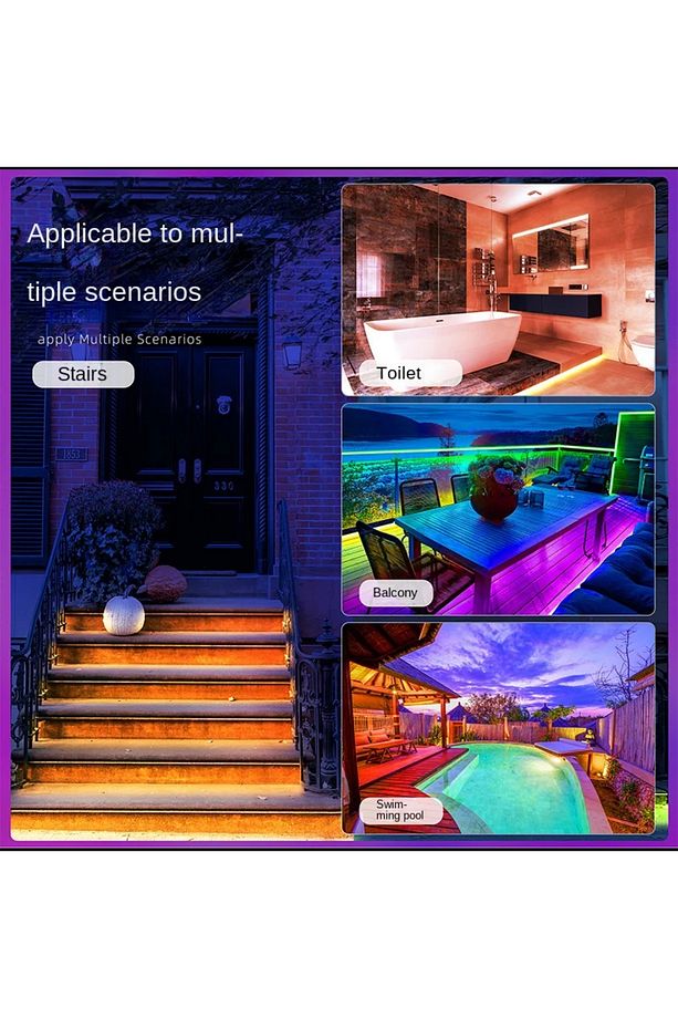 Rgb Şerit Led Set Kumandalı Adaptörlü Renk Renk Çok Renkli Led Yapışkanlı Silikonlu Şerit Led - 8