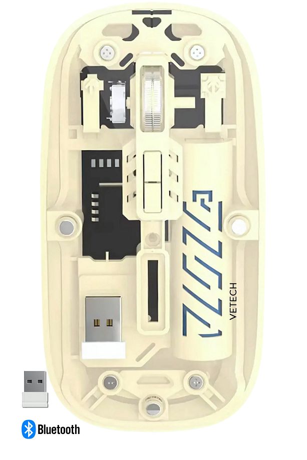 Şarjlı Kablosuz Mouse Şeffaf Tasarım Bluetooth + USB Çift Mod Telefon / Tablet / Laptop / PC - 1