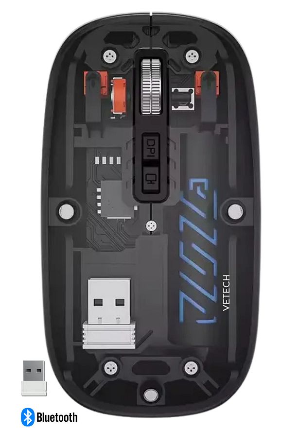 Şarjlı Kablosuz Mouse Şeffaf Tasarım Bluetooth + USB Çift Mod Telefon / Tablet / Laptop / PC - 1