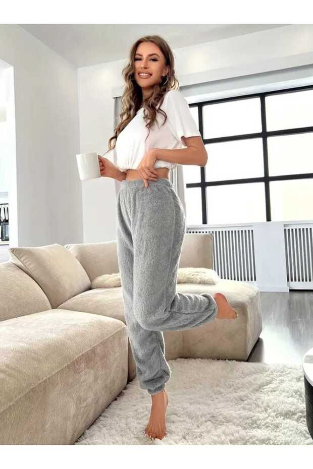 Plush Bottom Sweatpants Comfortable Elastic Waist for Autumn and Winter,Elastic Leg,Warm Pants, Women