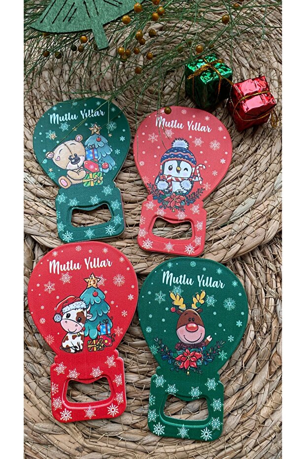 New Year's Christmas Themed Balloon Opener Magnet 2 Pieces