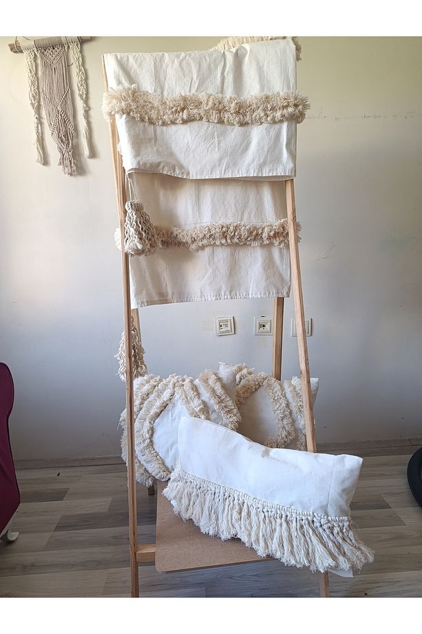 Yatak örtüsü & koltuk şalı runner ekru renk bohem model - 2