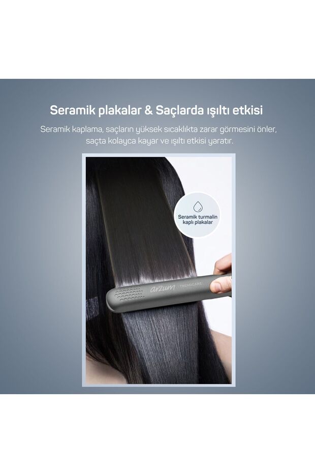 Trendcare İnce Saç Düzleştirici Seramik Turmalin Plaka Antrasit - AR5077 - 2