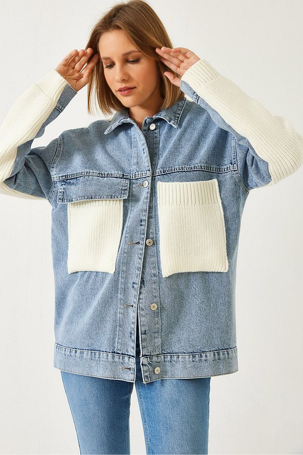 Kadın Triko Detaylı Denim Mont 60261074 - 1