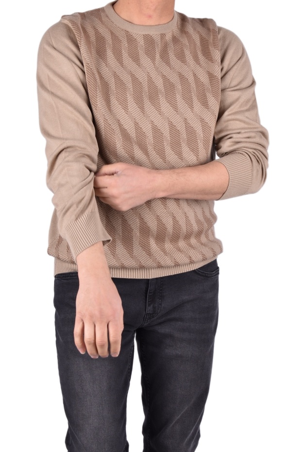 سترة منقوشة برقبة دائرية BRG-21174 - 2