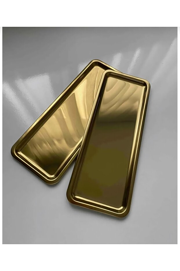 2 Li Gold Rectangular Coffee Cake Serving Presentation Tray 33X13