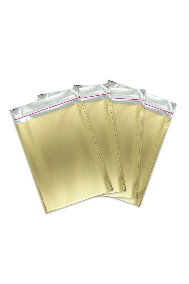 Lüx Yapışkanlı Hediye Paketi 35x50 Cm-lüks Metalize Poşet Gold 10 Adet - 1