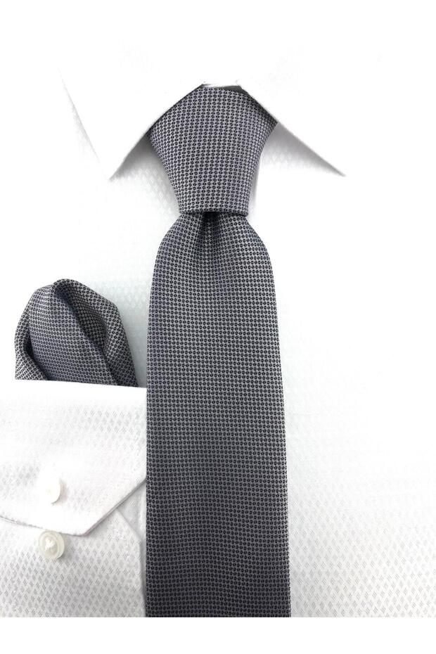 ربطة عنق رمادية بنمط أكسفورد - 1