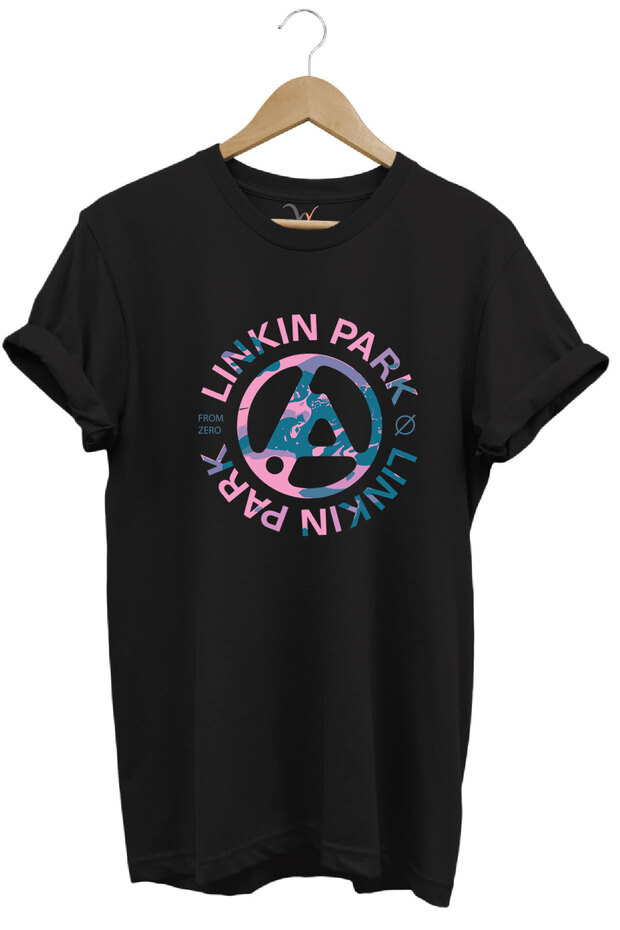 Music Band Rock Metal Printed Linkin Park Cool 100% Cotton Crew Neck Black T-Shirt