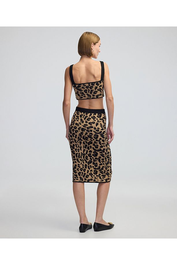 Leopar jakarlı ve işlemeli triko - 6