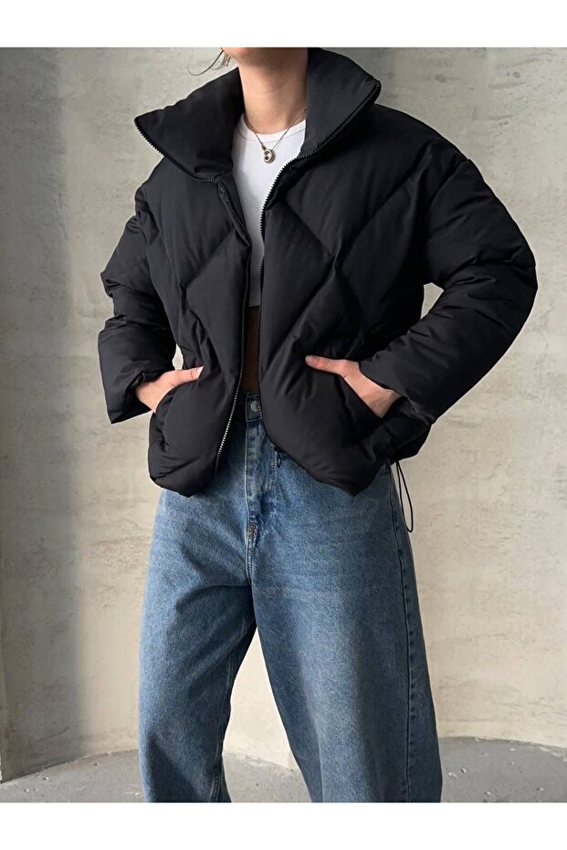 Siyah Şişme Mont - 1