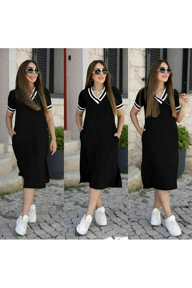 RPT Modal Kısa Kollu Ribana Elbise - 4