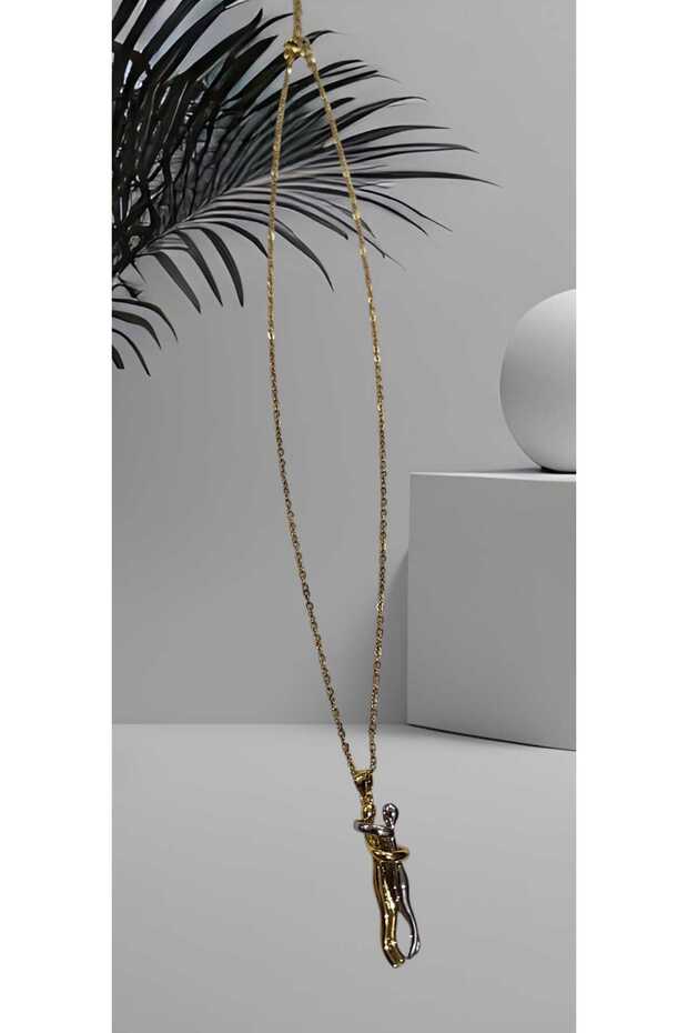 Sarılan çift aşk kolyesi ( Çelik) - 1