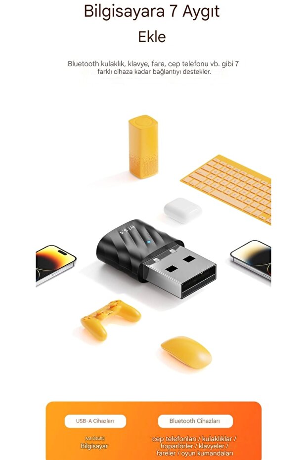 Toocki Bluetooth Adaptör 5.4 Yüksek Performans Düşük Gecikme Usb Bluetooth Adaptör 5.4 - 4