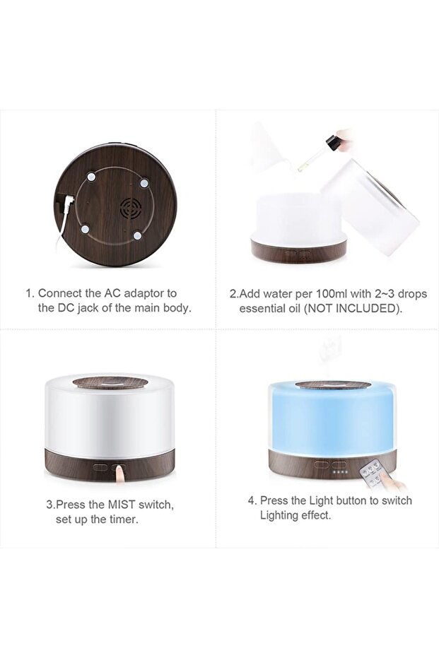 Essential Oil Diffuser, Spray Aromatherapy Diffuser with Remote Control Timing Setting - 6