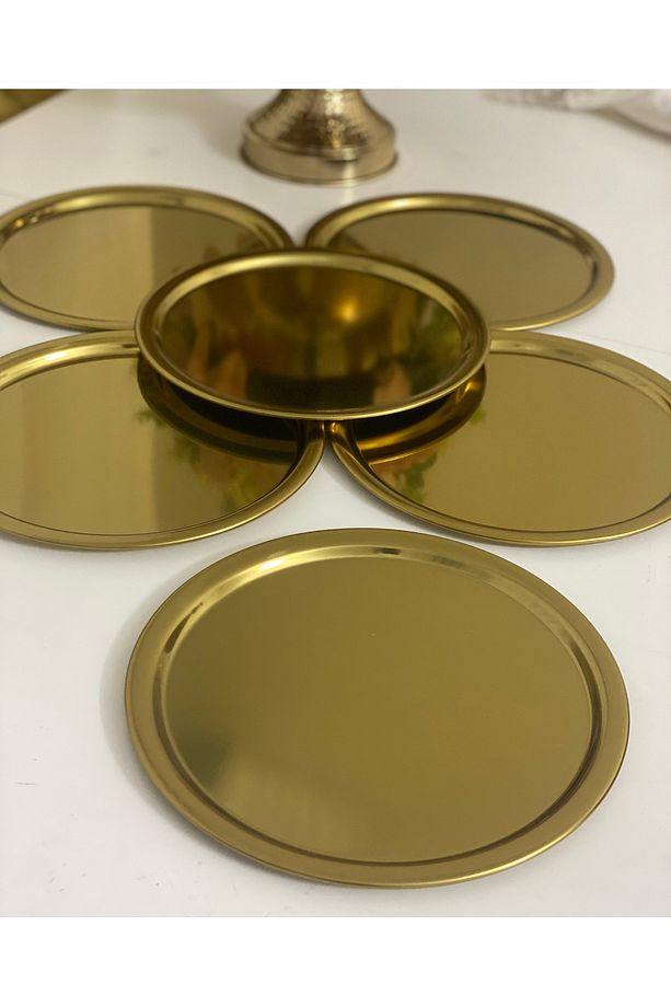 ÇELİK GOLD 6 ADET YUVARLAK MODEL SERVİS VE SUNUM TEPSİSİ - 3