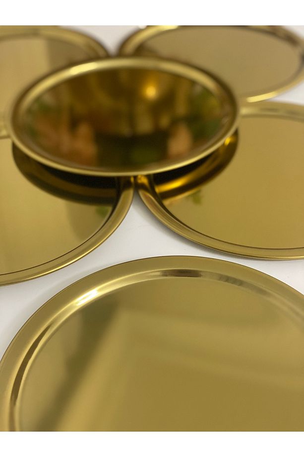 ÇELİK GOLD 6 ADET YUVARLAK MODEL SERVİS VE SUNUM TEPSİSİ - 2