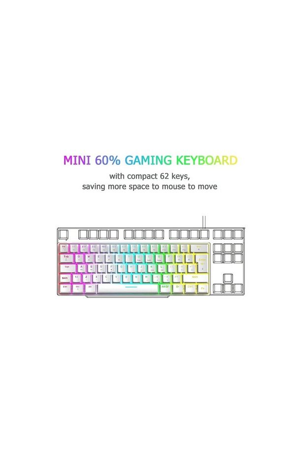 T60 Kırmızı Switch Mekanik Klavye Kablolu Gaming Driverli Oyuncu Klavyesi T60 Mini Q Klavye - 5