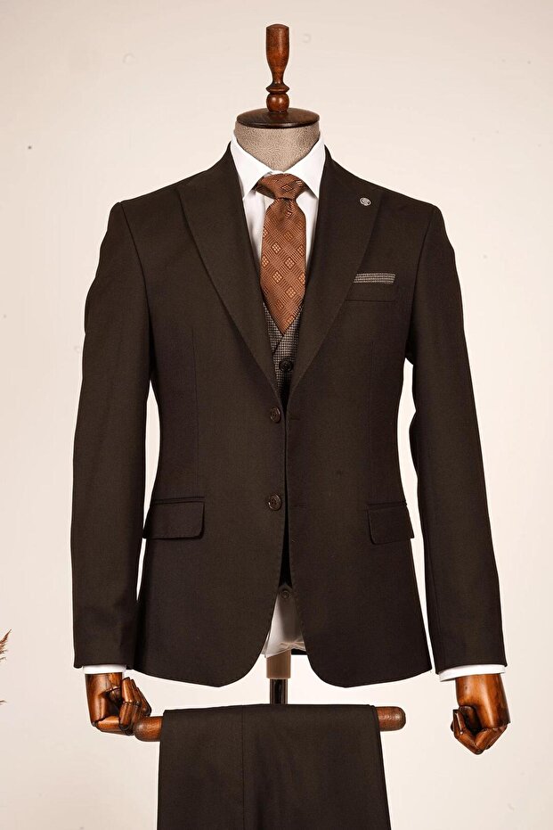 بدلة قهوة بتأثير الصوف من Dresden مع سترة - 6