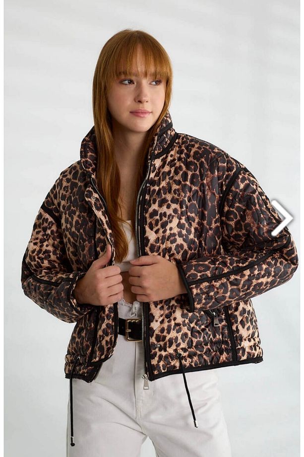 ROBİN KADIN LEOPAR DESENLİ KISA ASTARLI ŞİŞME MONT - 2