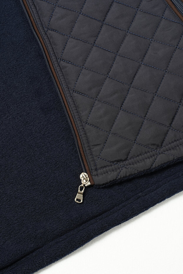 LACİVERT BİYELİ KAPİTONE YELEK - 5