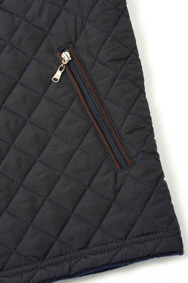 LACİVERT BİYELİ KAPİTONE YELEK - 4