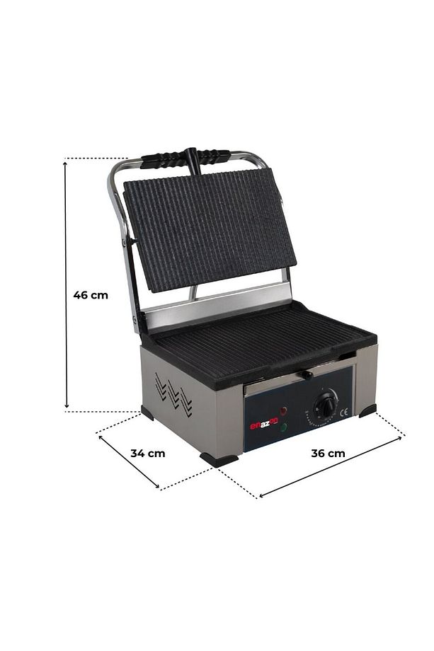 12 Dilim Elektrikli Demir Döküm Tost Makinesi 1550 W. - Döküm 35x24 - 11,75 Kg - Inoks - Sarı - 6