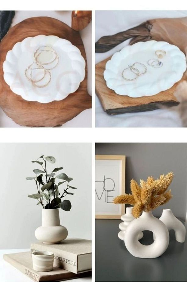 4'lü Set 8 Adet Obje Vazo Dekoratif Pinterest İskandinav Bohem Takı Sunum Tabağı Tepsisi Tabak Tepsi - 1