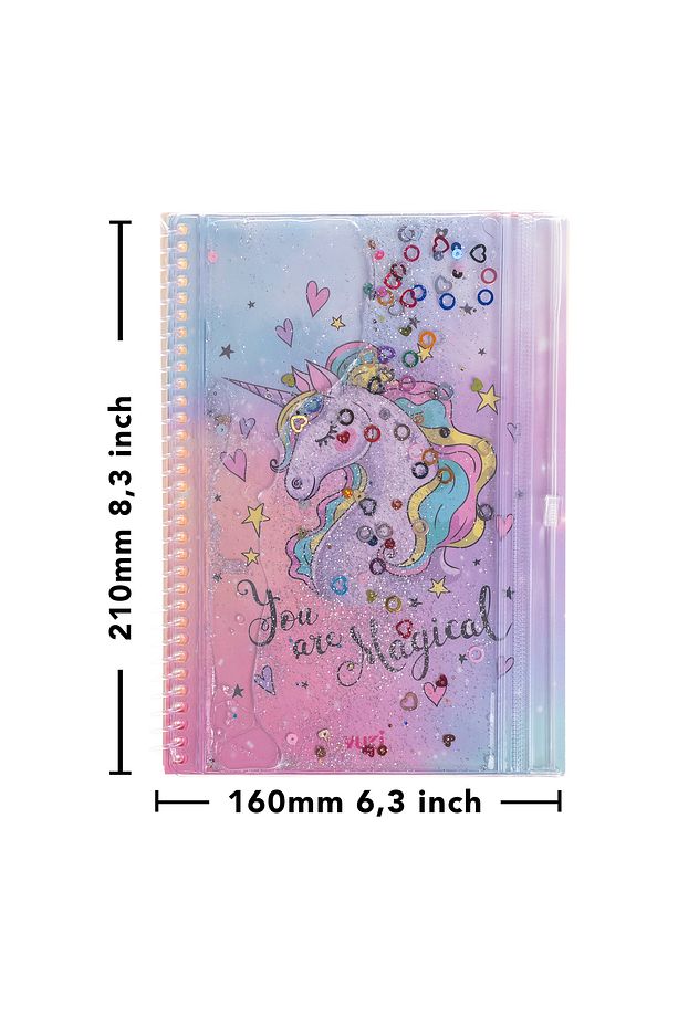 Unicorn Simli ve Sulu Kapaklı Kalem Kutulu A5 Defter - 6