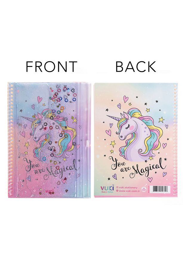 Unicorn Simli ve Sulu Kapaklı Kalem Kutulu A5 Defter - 7